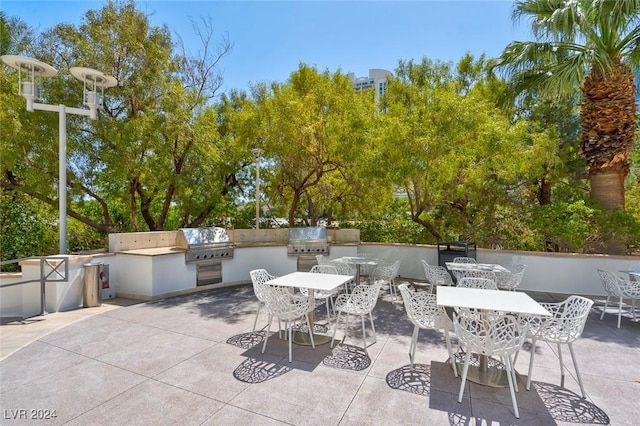 view of patio / terrace featuring grilling area and an outdoor kitchen