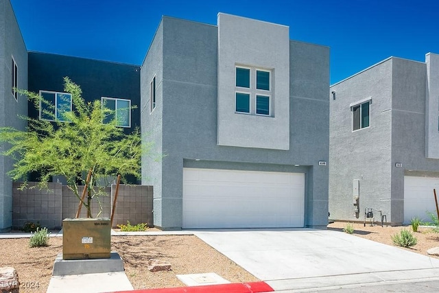 contemporary home featuring a garage