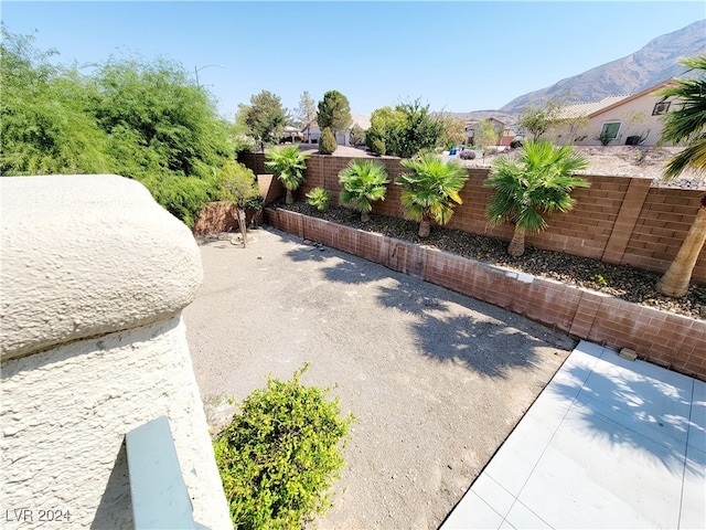 view of patio featuring a mountain view