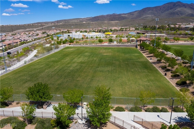 bird's eye view with a mountain view