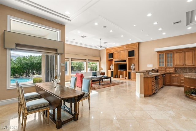 dining area featuring sink