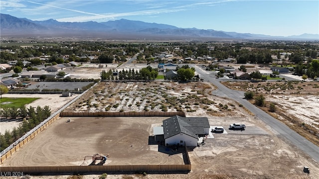 drone / aerial view featuring a mountain view