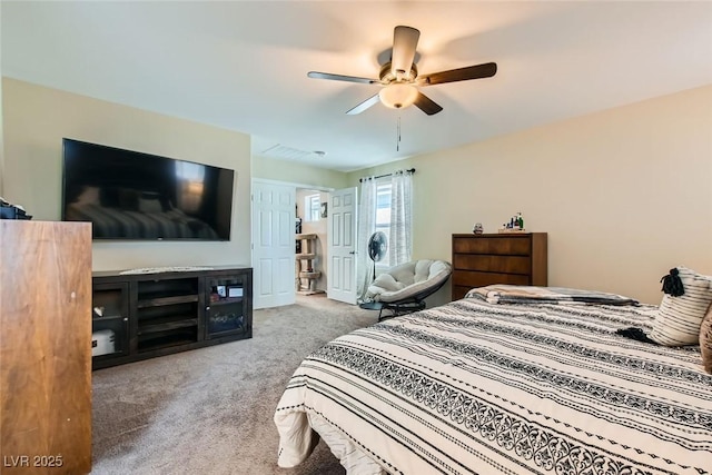 bedroom with carpet and ceiling fan