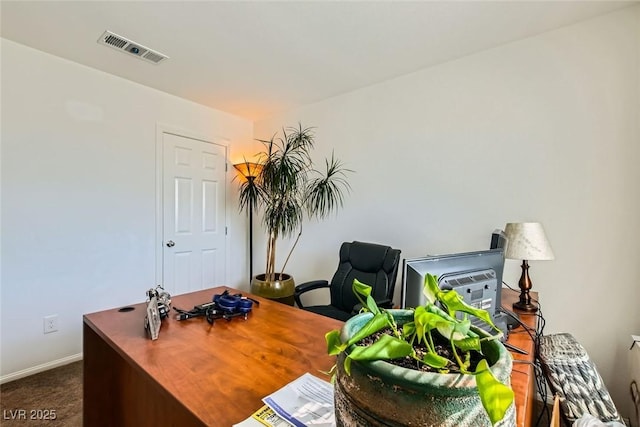 view of carpeted home office