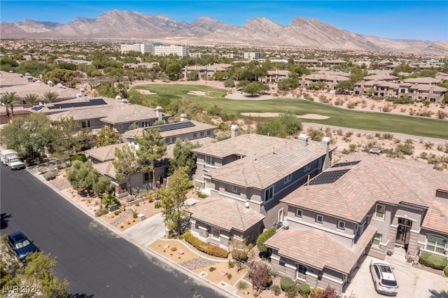 bird's eye view with a mountain view