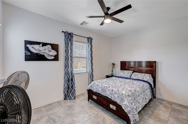 bedroom featuring ceiling fan