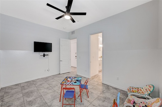 playroom with ceiling fan