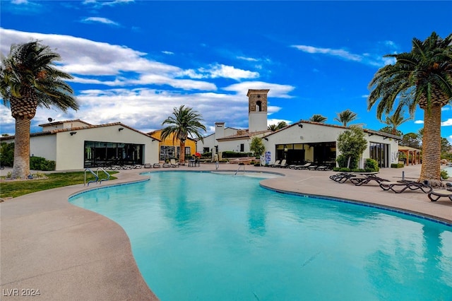 view of pool featuring a patio