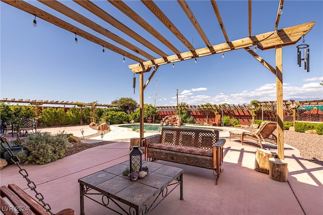 view of patio / terrace featuring a pergola