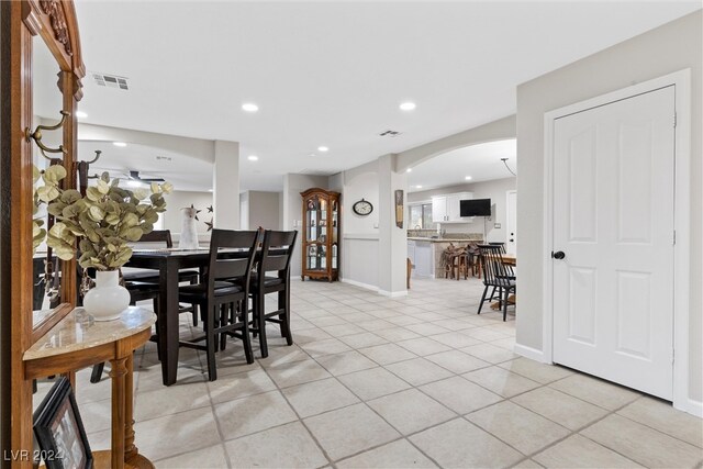 view of tiled dining room