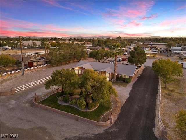 view of aerial view at dusk