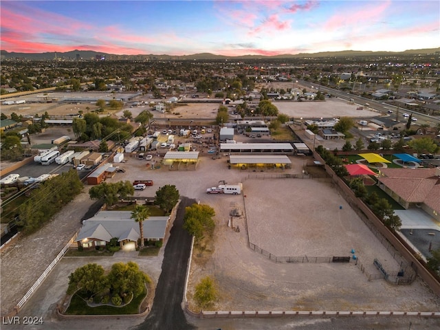 view of aerial view at dusk