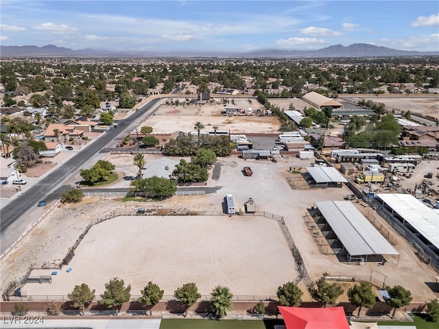 drone / aerial view featuring a mountain view