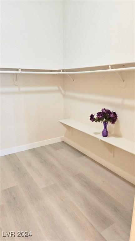 walk in closet with wood finished floors