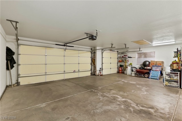 garage with a garage door opener