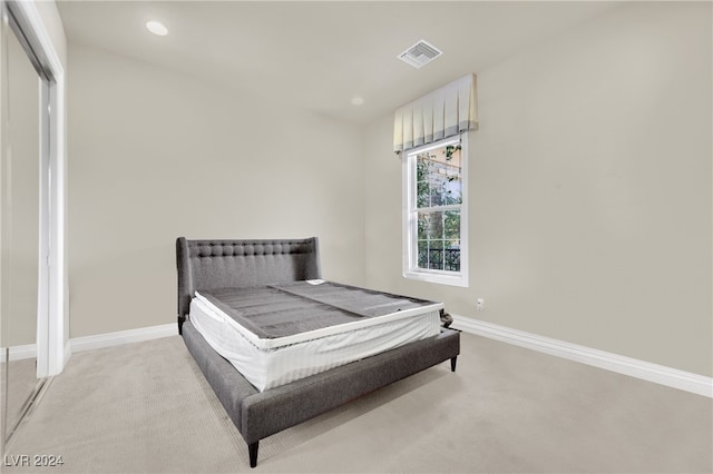 carpeted bedroom featuring a closet