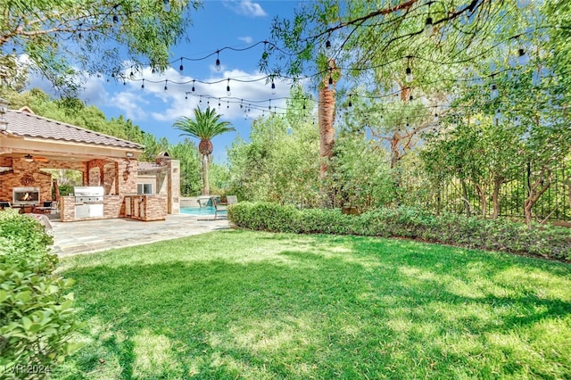 view of yard featuring area for grilling and a patio area