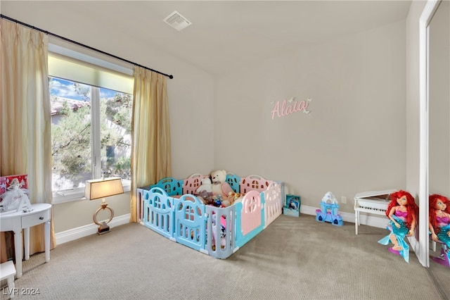 bedroom featuring carpet