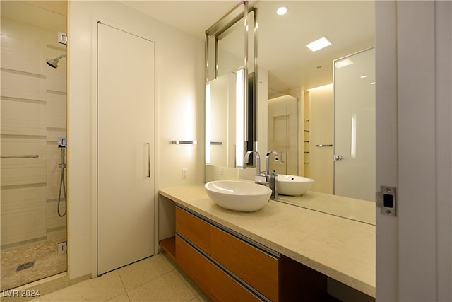 bathroom featuring vanity and walk in shower