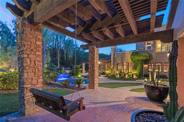 view of patio featuring a pergola