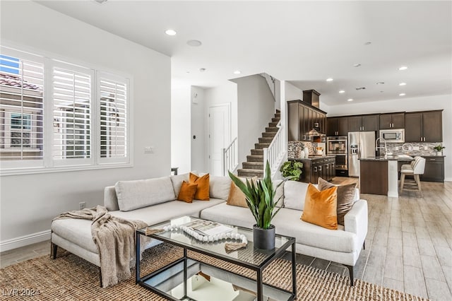 living room featuring light hardwood / wood-style flooring