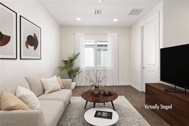 living room with carpet