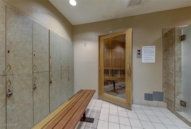 view of sauna / steam room with tile patterned flooring