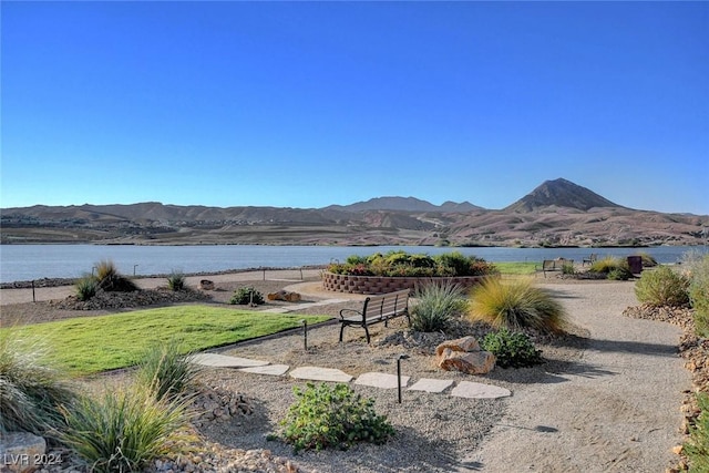 mountain view featuring a water view