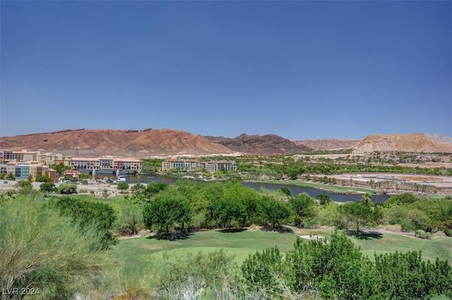 mountain view featuring a water view
