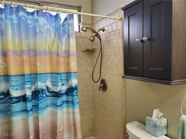 bathroom featuring toilet and walk in shower