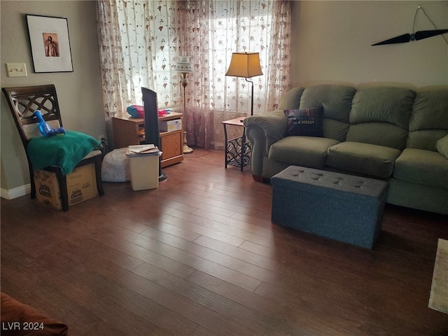 living room featuring dark hardwood / wood-style floors