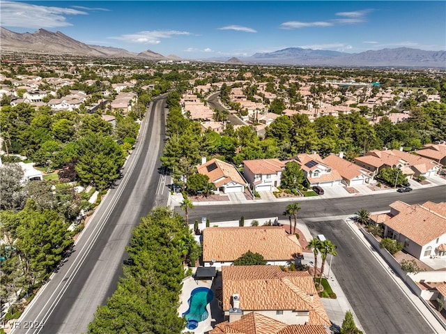 aerial view with a mountain view