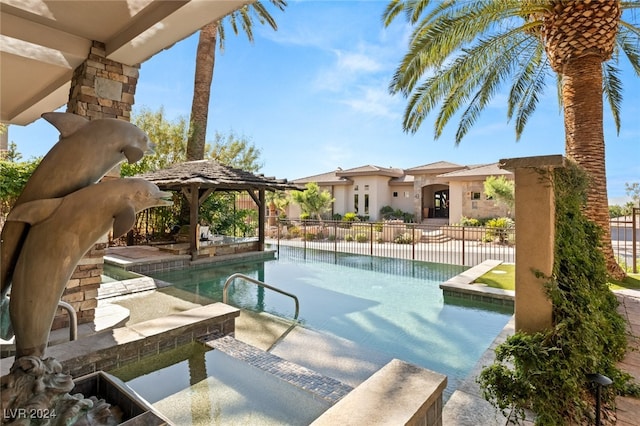 view of pool featuring a patio and a gazebo