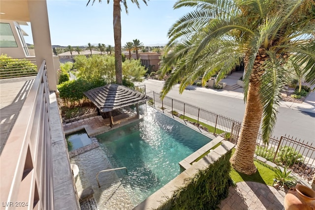 view of swimming pool featuring a patio