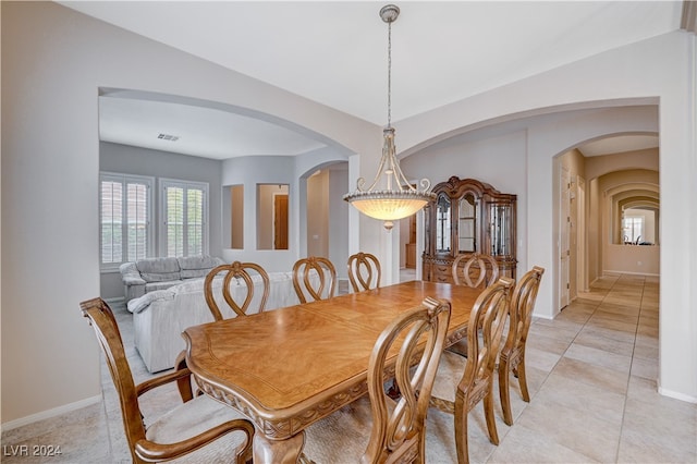 view of tiled dining area