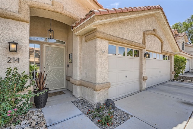 entrance to property with a garage