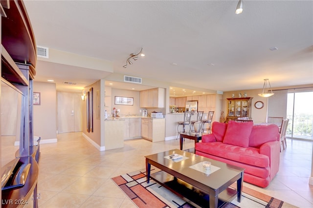 view of tiled living room