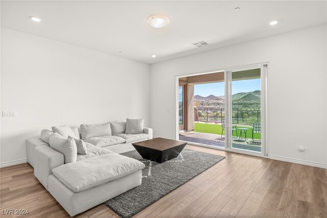 living room with light wood-type flooring