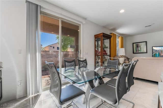 view of tiled dining space