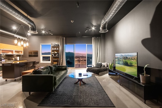 living room with bar area