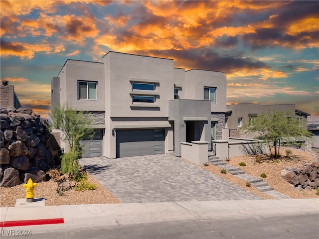 contemporary home with a garage