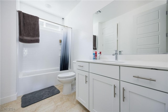 510 Duvet Ct, Henderson, NV 89012 - bathroom with visible vents, toilet, vanity, and shower / bathtub combination with curtain