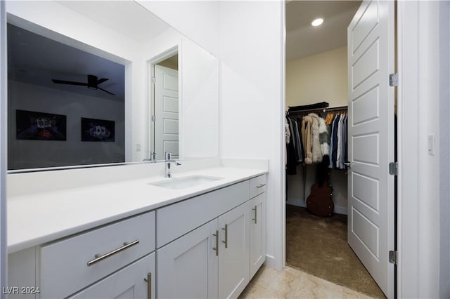 510 Duvet Ct, Henderson, NV 89012 - bathroom with a walk in closet, vanity, and recessed lighting