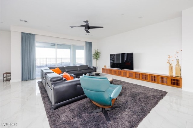 510 Duvet Ct, Henderson, NV 89012 - living room featuring visible vents, marble finish floor, and ceiling fan