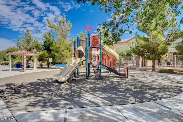 view of play area with a gazebo