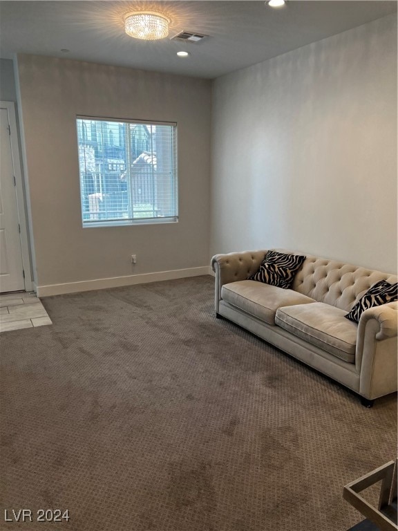 unfurnished living room with carpet flooring