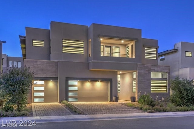 contemporary home with a garage