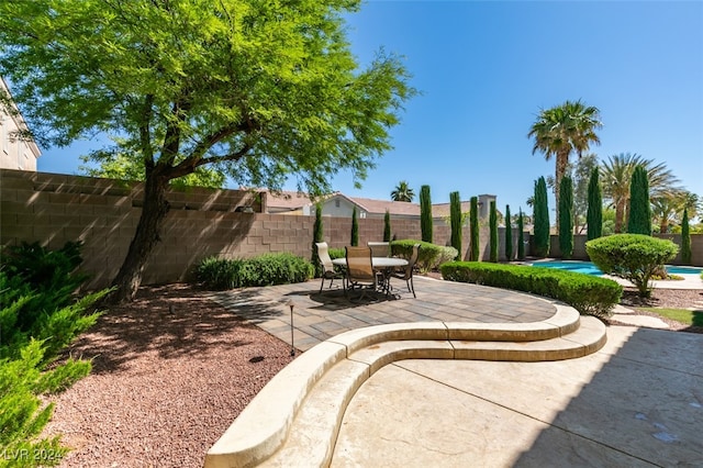 view of patio / terrace featuring a fenced in pool