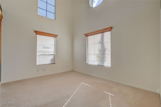 spare room with light carpet and a wealth of natural light