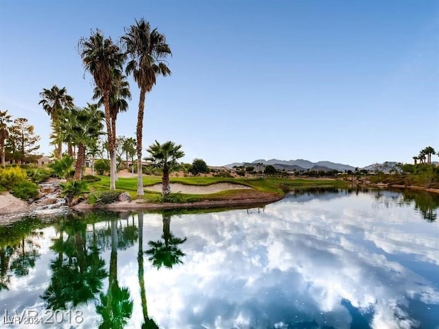 view of water feature with a mountain view